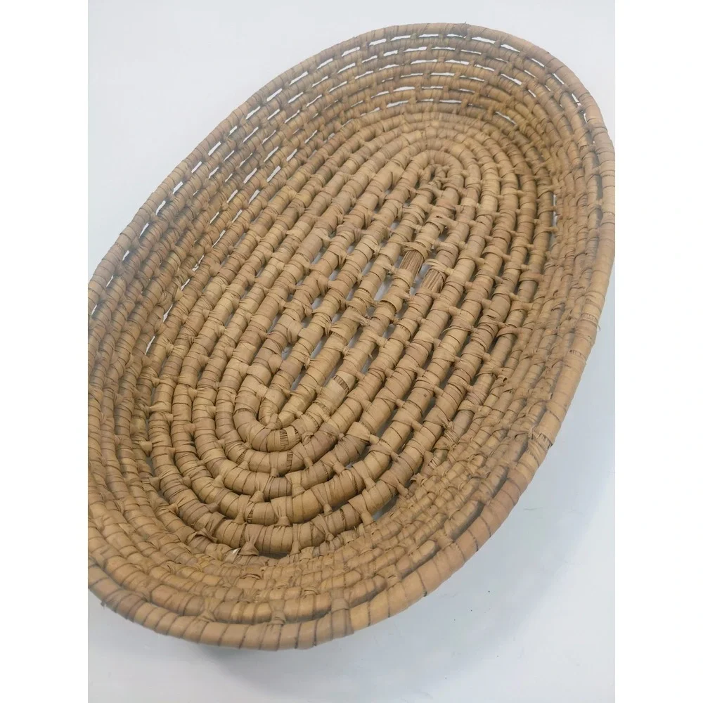 Woven Basket Tray Oval Natural Fiber Rustic Boho Farmhouse Decor